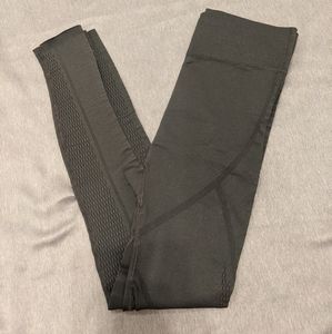 Gray Fitted Stretch Workout Gym Wear Leggings Mesh